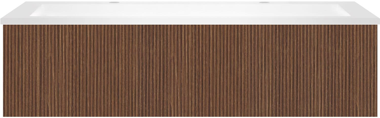 SOUS MEUBLE COFFEE 1 TIROIR 120 NOYER SMARTLINE + LAVABO 2 TROUS ROBINET EN MARBRE SYNTHETIQUE BL