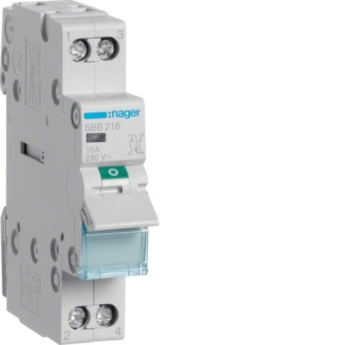Interrupteur modulaire 2 pôles 16A à voyant
