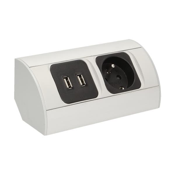 Prise électrique sous armoire avec chargeur Usb 1 x 230V 2 x Usb, 230V / 16A, Usb: 5Vdc / 2A