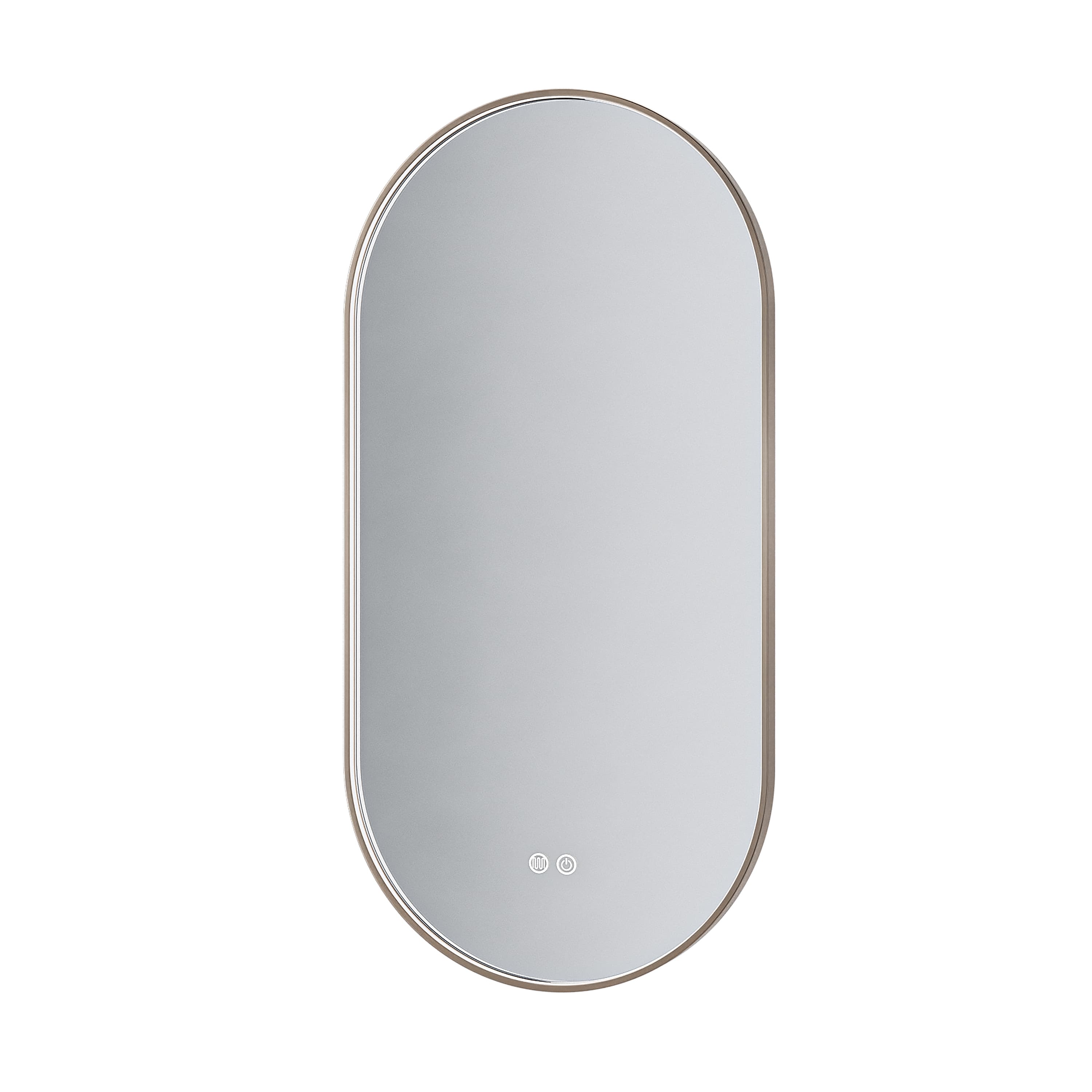 ALONI AVALO MIROIR - AVEC ÉCLAIRAGE LED - OVALE - AVEC CADRE - ANTI-BUÉE - TEMPÉRATURE DE COULEUR LED 3000-6000K - DIMMABLE - 50X100CM - BRUN BRONZE BROSSÉ