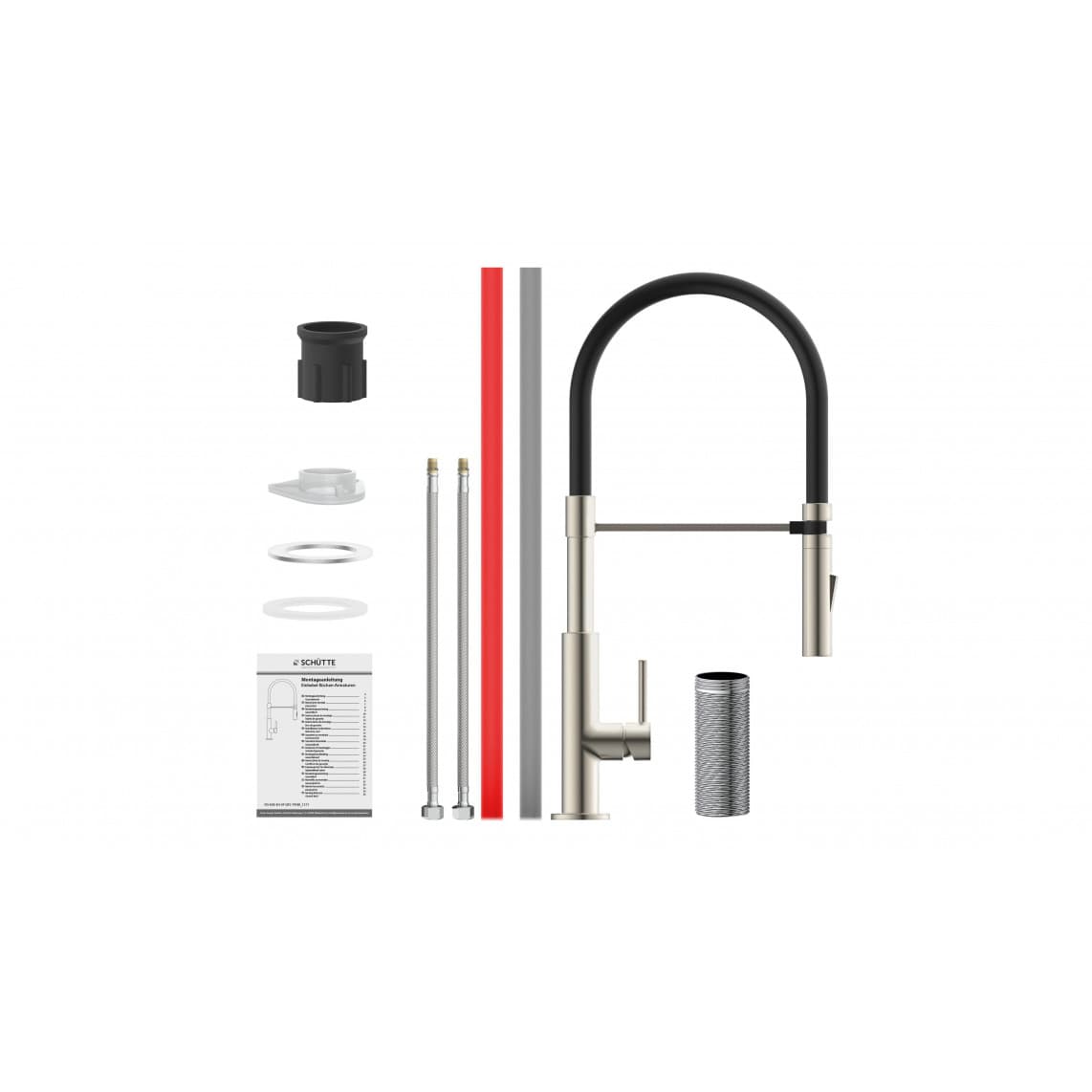 23138 DESIGN Mitigeur évier, Apparence Inox/noir, Apparence Inox/rouge, Apparence Inox/gris