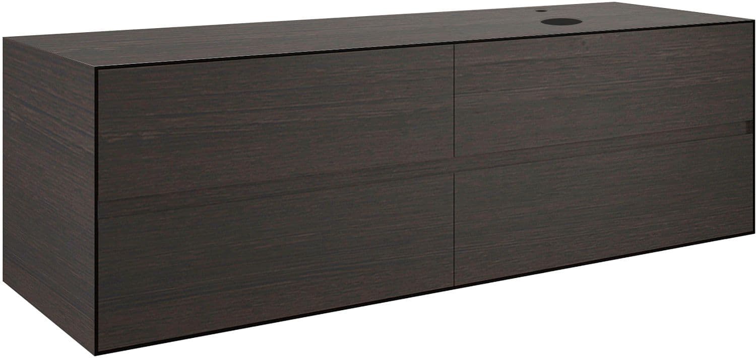 SOUS MEUBLE 4 TIROIRS+ TABLET POUR LAVABO A POSER DROITE TENSO 160CM +TROU ROBINET WENGE