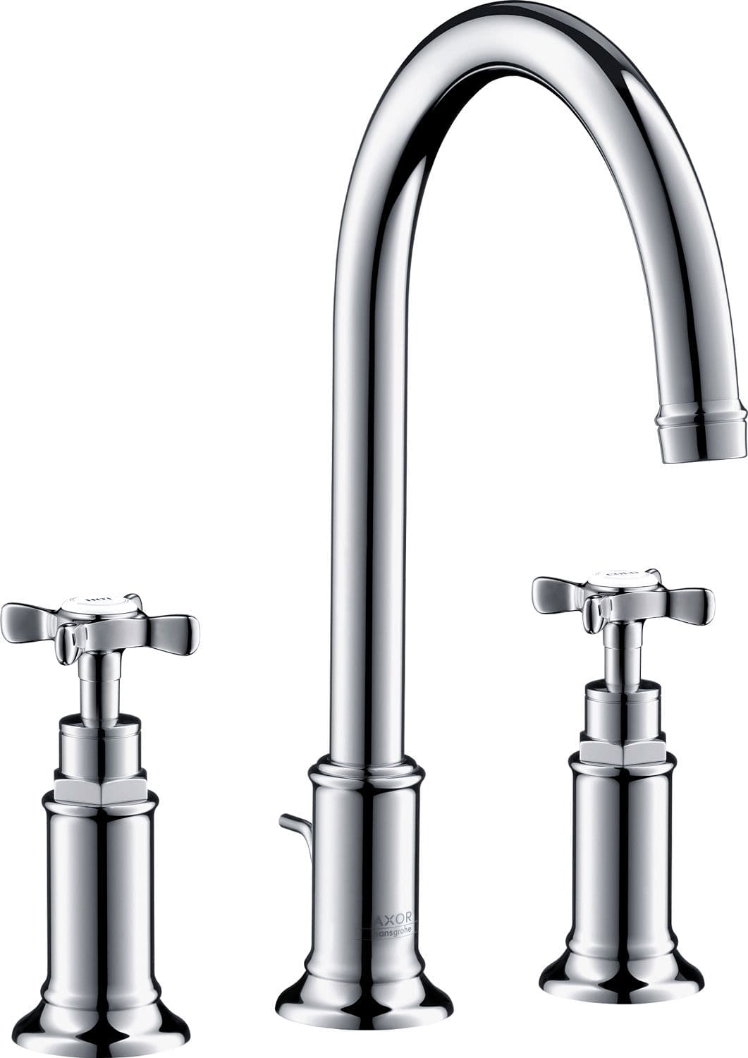 MELANGEUR LAVABO 3 TROUS MONTREUX 180 AXOR VIDAGE AUTOMATIQUE NICKEL BROSSE