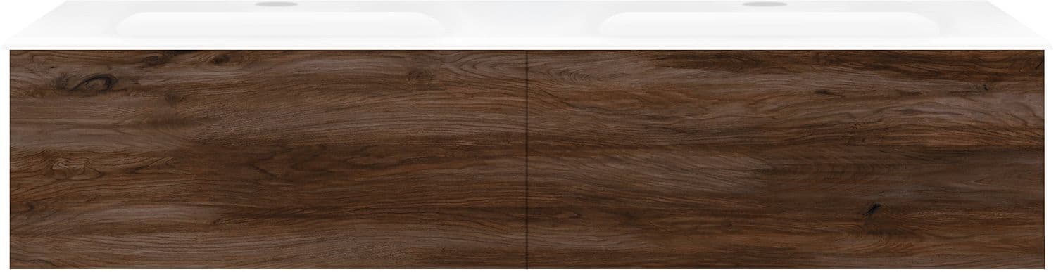 SOUS MEUBLE COFFEE 2 TIROIRS 140 DUO NOTENLAAR FLUWEEL +DOUBLE LAVABO PORCELAINE BLANC