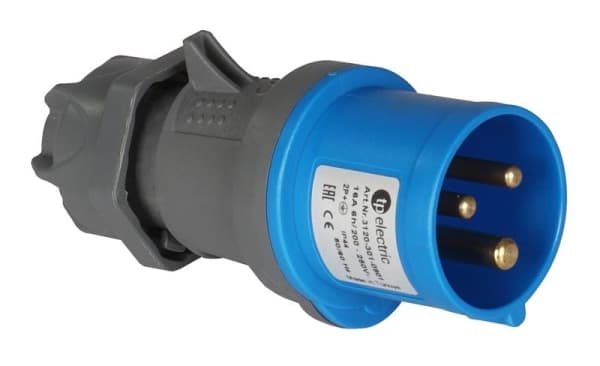 Fiche CEE mâle 3 x 32A 220 - 240Vac Bleu IP44 avec raccords à visser