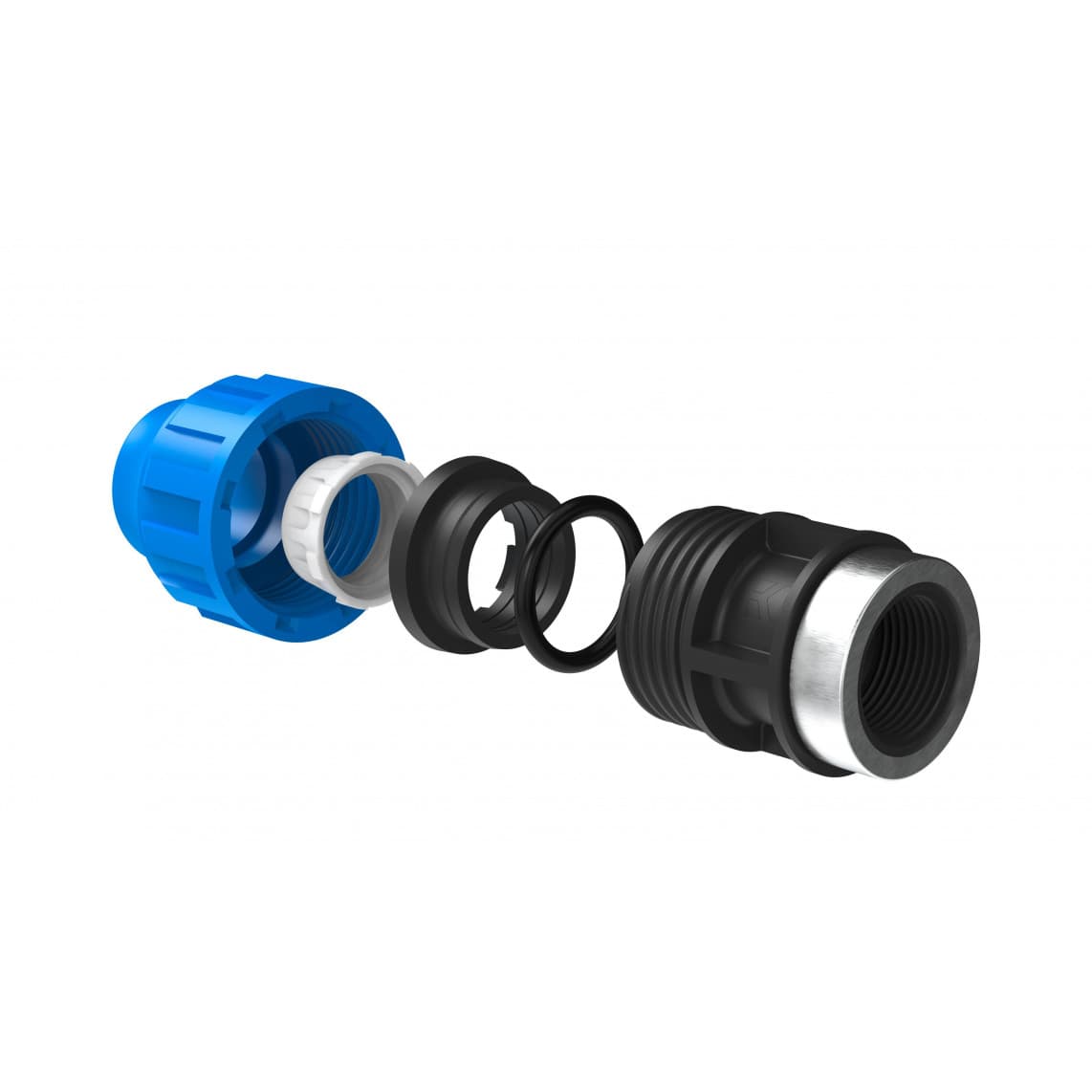 984843117 PP pièce intermédiaire, 20 mm x 1/2" F, raccord à serrer pour PEHD/socarex