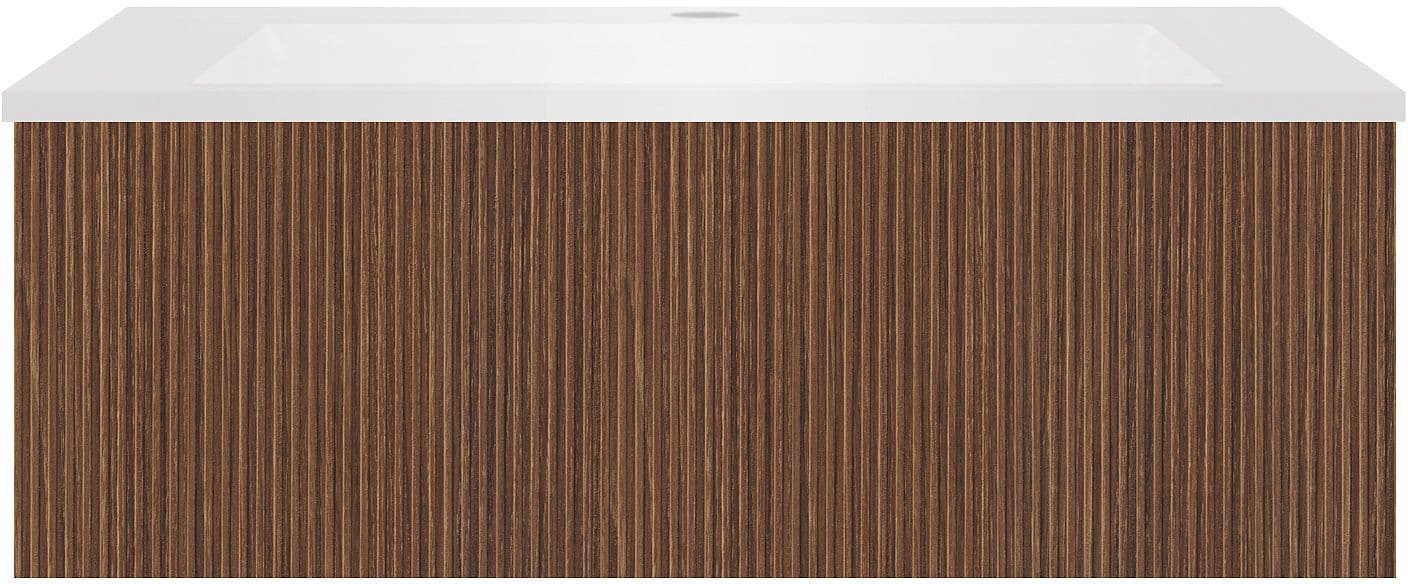 SOUS MEUBLE COFFEE 1 TIROIR 90 NOYER DECOR SMARTLINE+LAVABO EN MARBRE SYNTHETIQUE BLANC MAT