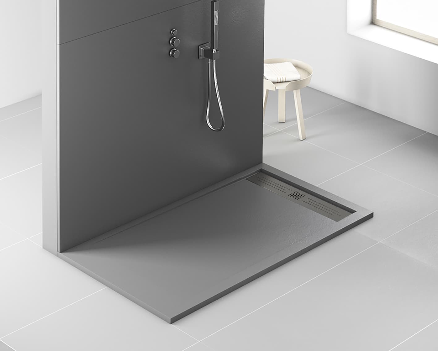 ALONI ELITE RECEVEUR DE DOUCHE - COMPOSITE - 120X90X3CM - GRIS MAT