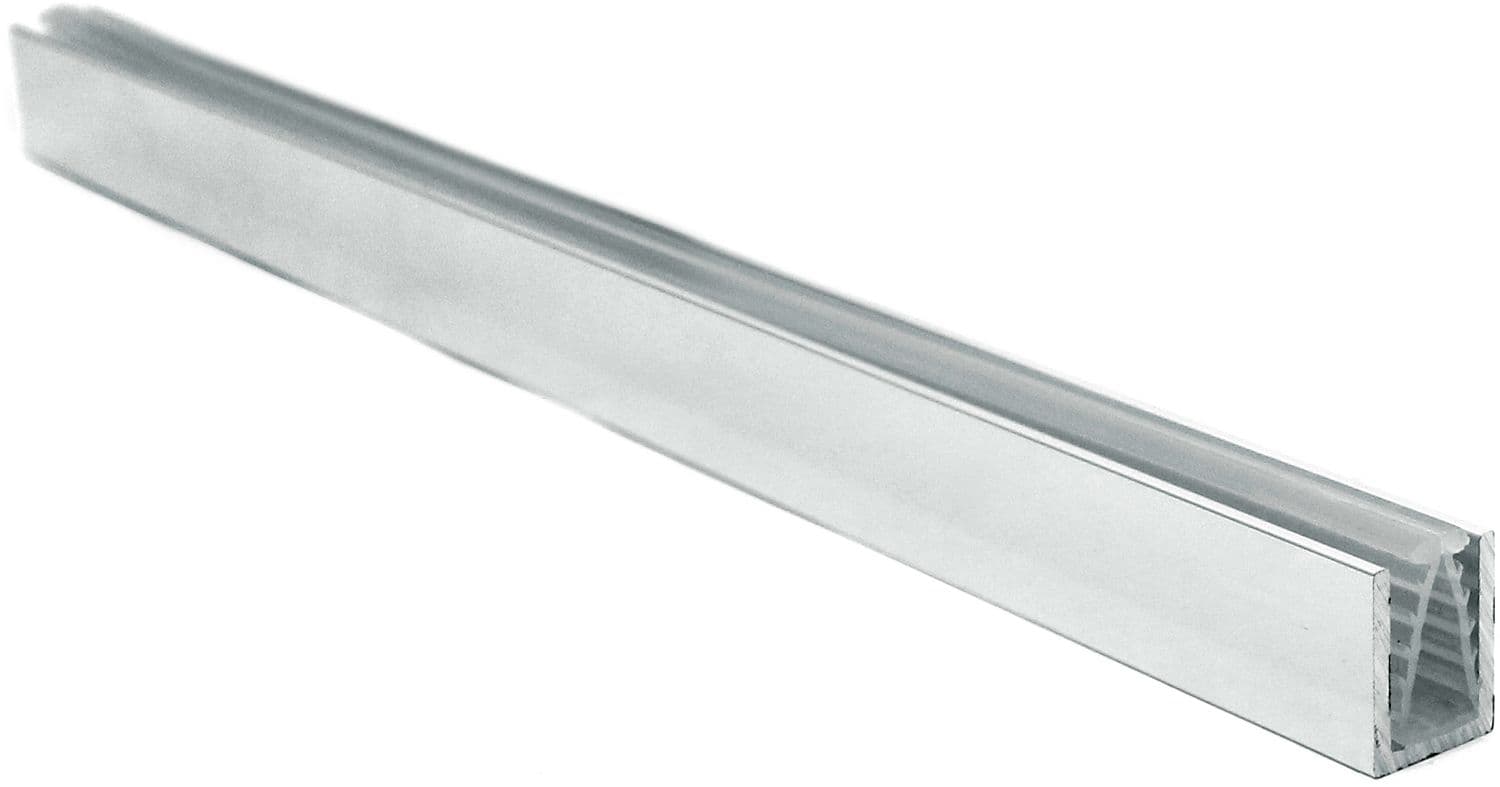 PROFILé U AVEC JOINT POUR VERRE 8MM CHROME