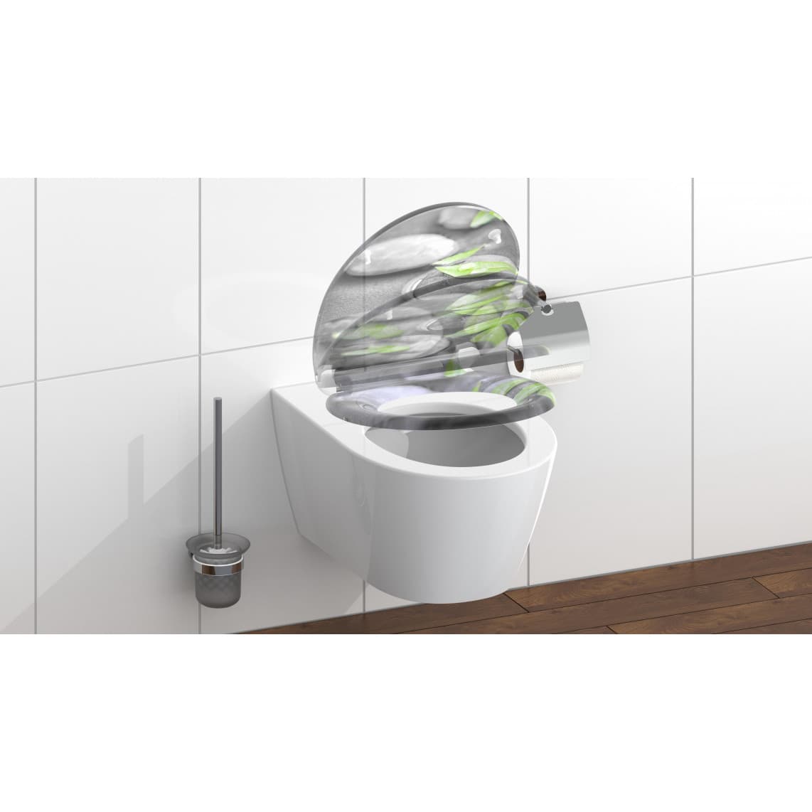 82374 abattant WC en Duroplast STONE, avec frein de chute et déclipsable