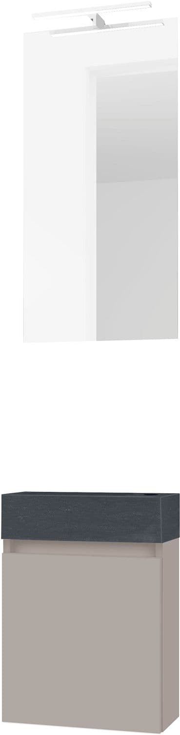 LAVE-MAINS FORM MINI STONE/ 1 PORT/MIROIR/LUMIERE LED POUDRE GRIS