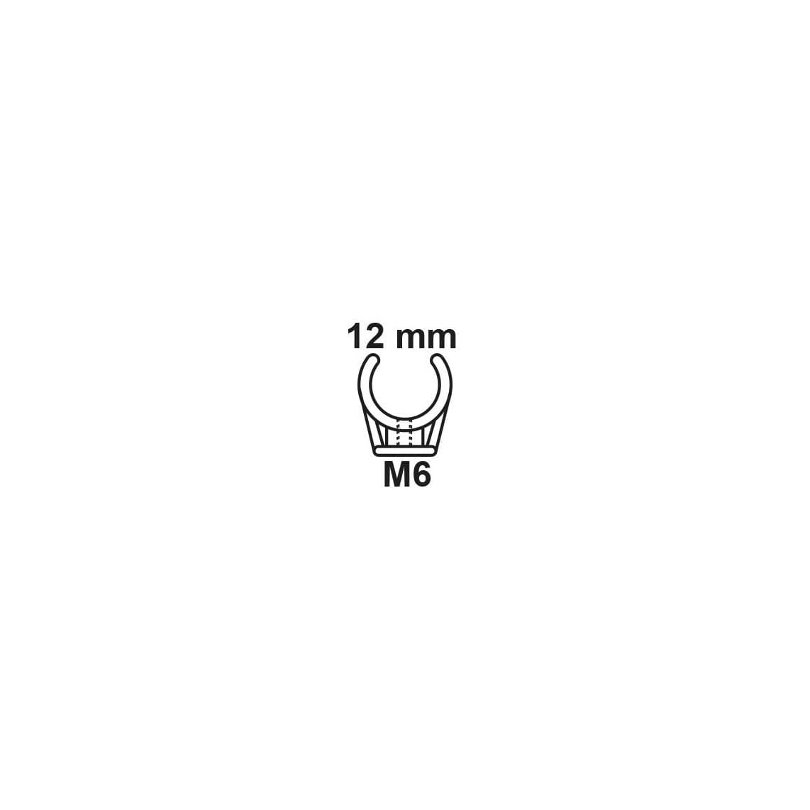 989181455 clip de fixation pour tube, simple, 12 mm, avec manchon fileté M6 (10x)