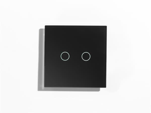 Bouton - poussoir verre Noir, fingerprint - proof touch, 2 boutons avec Led RGB