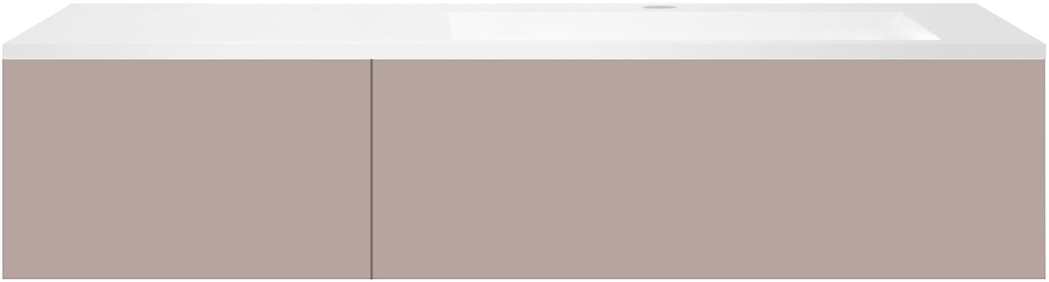 SOUS MEUBLE COFFEE 2 TIROIRS 140 MAT BASALTGRIJS+LAVABO EN MARBRE SYNTHETIQUE DROITE BLANC MAT