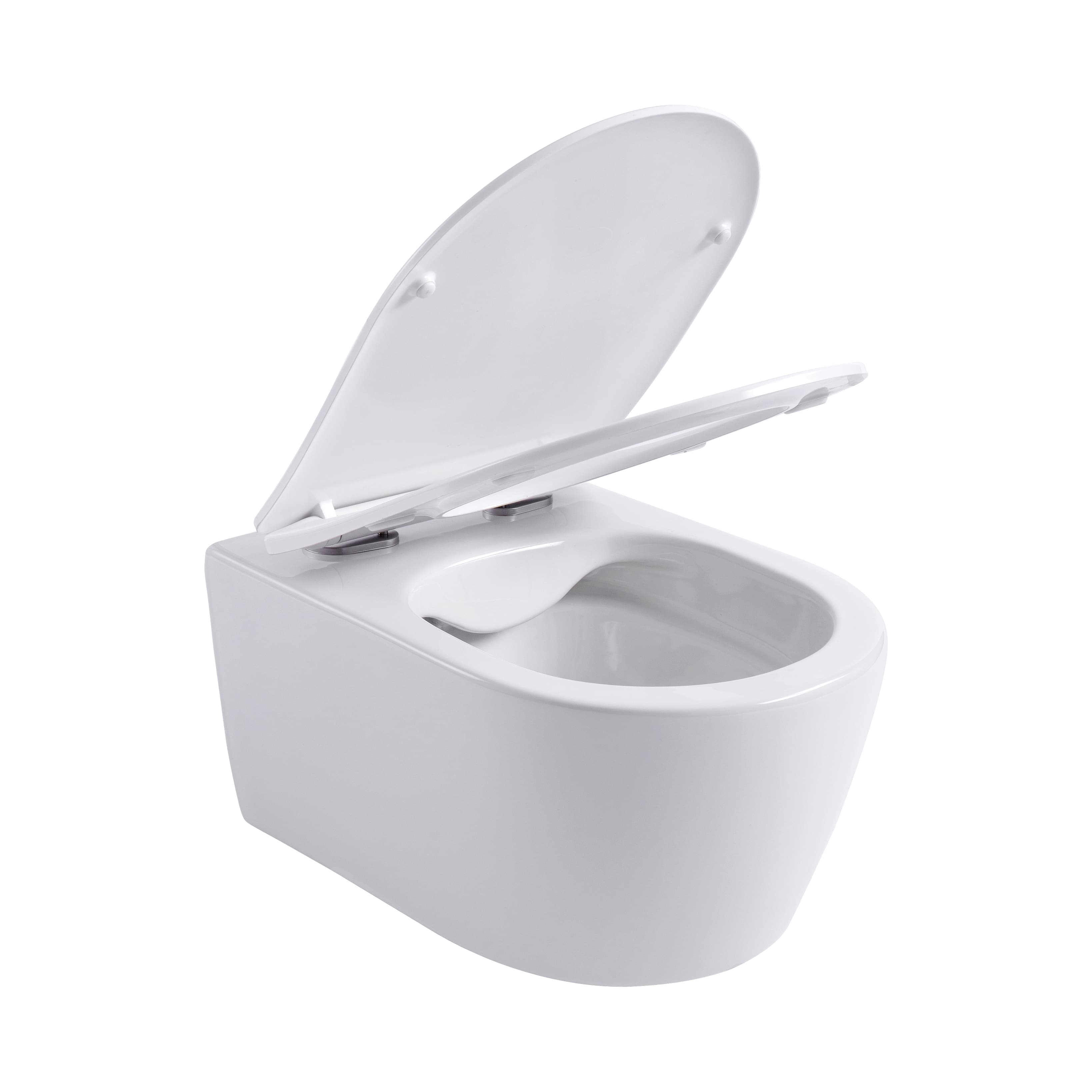ALONI PRO WC SUSPENDU – SANS BRIDE – AVEC ABATTANT – DUROPLAST – SOFT CLOSE – QUICK RELEASE – COMPACT 49 CM - 36X32X49 CM – BLANC BRILLANT
