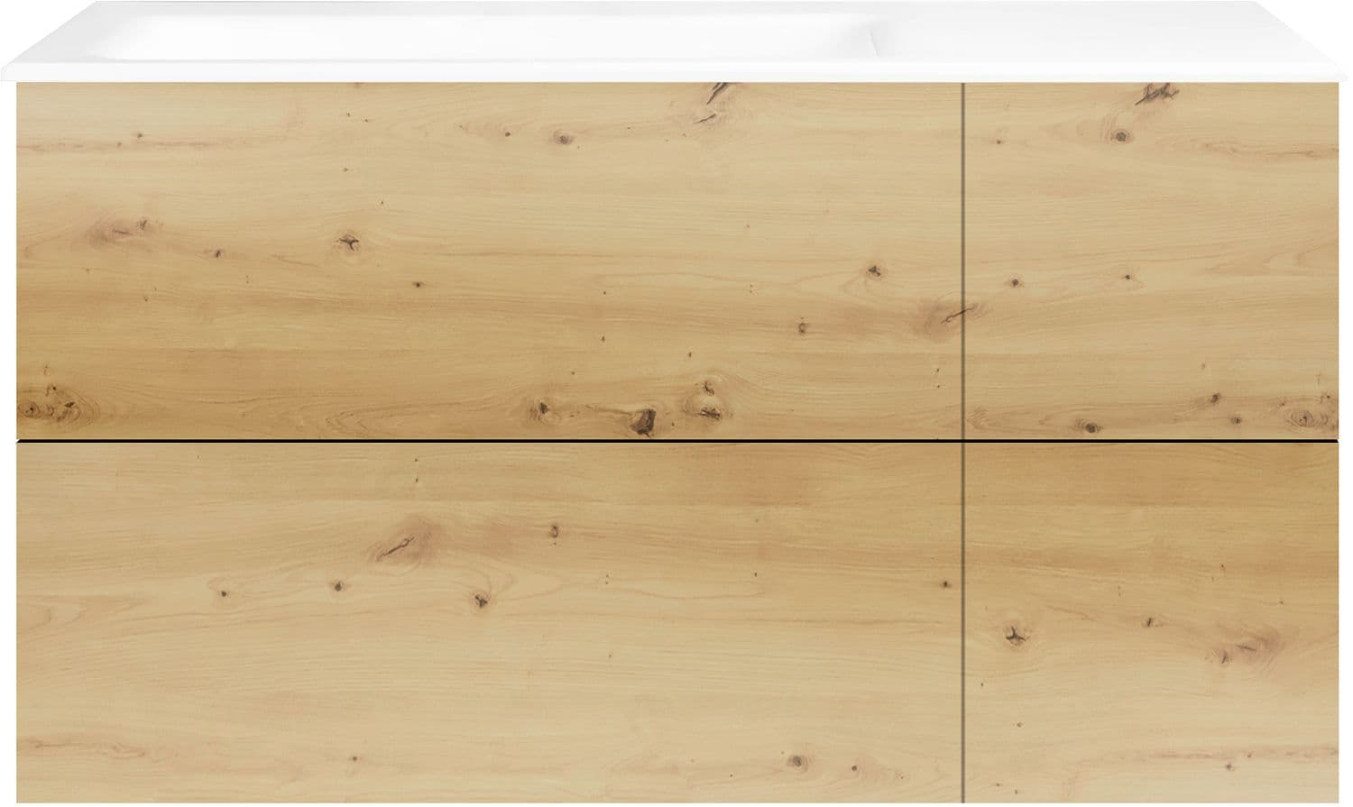 ONDERBOUW COFFEE 4 LADES 110 EIKEN DECOR URBAN +WASTAFEL LINKS PORSELEIN ZONDER KRAANGAT WIT