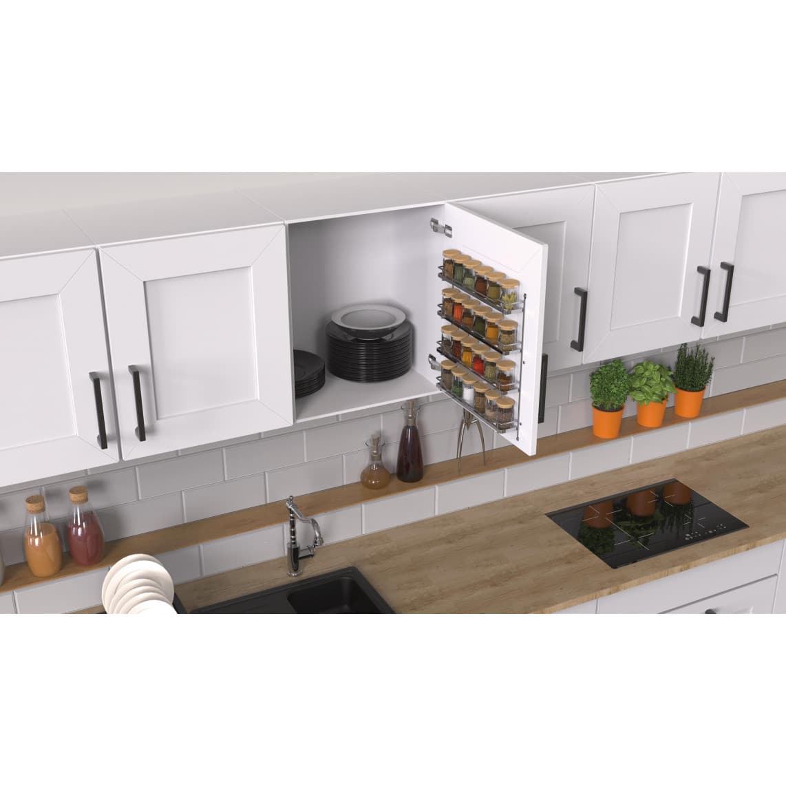 2082 étagère à épices, chromé, 370 x 60 x 425 mm, pour 4 x 6 boîtes