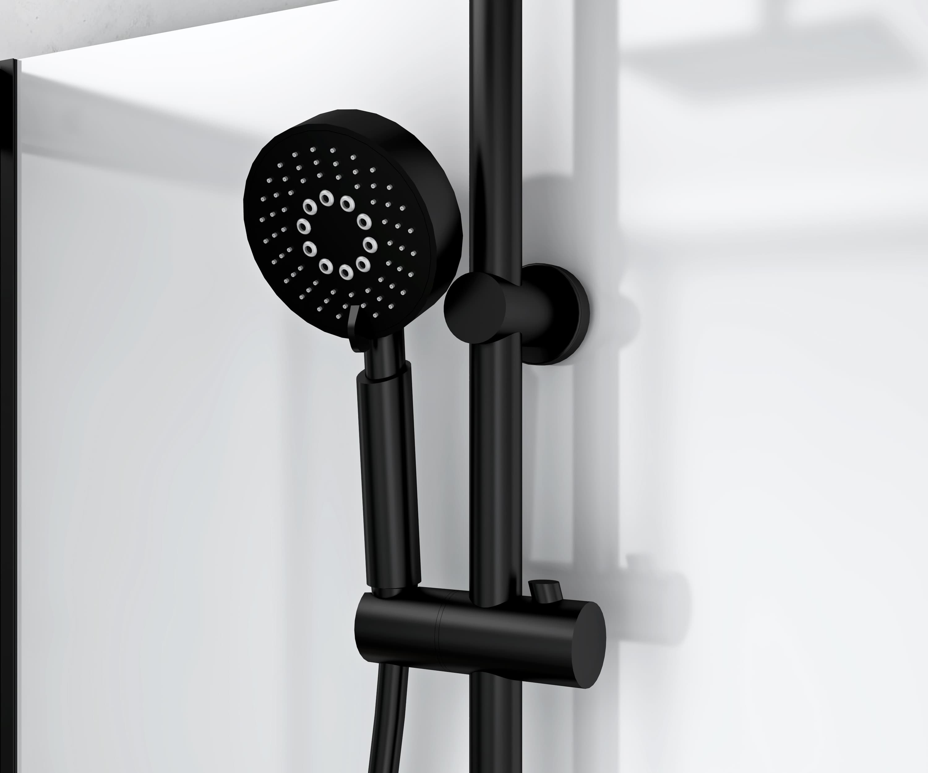 Rimo cabine de douche complète avec porte pivotante - réversible - 90X215X90 cm - Noir mat - verre clair