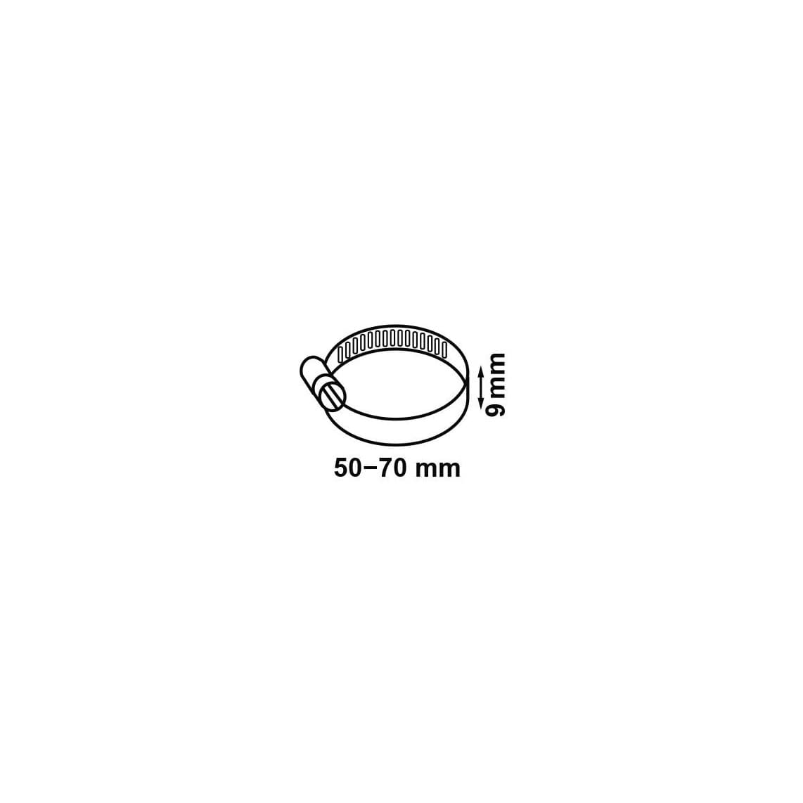 98539478 collier de serrage 9 mm Largeur de bande, galvanisé, 50 - 70 mm