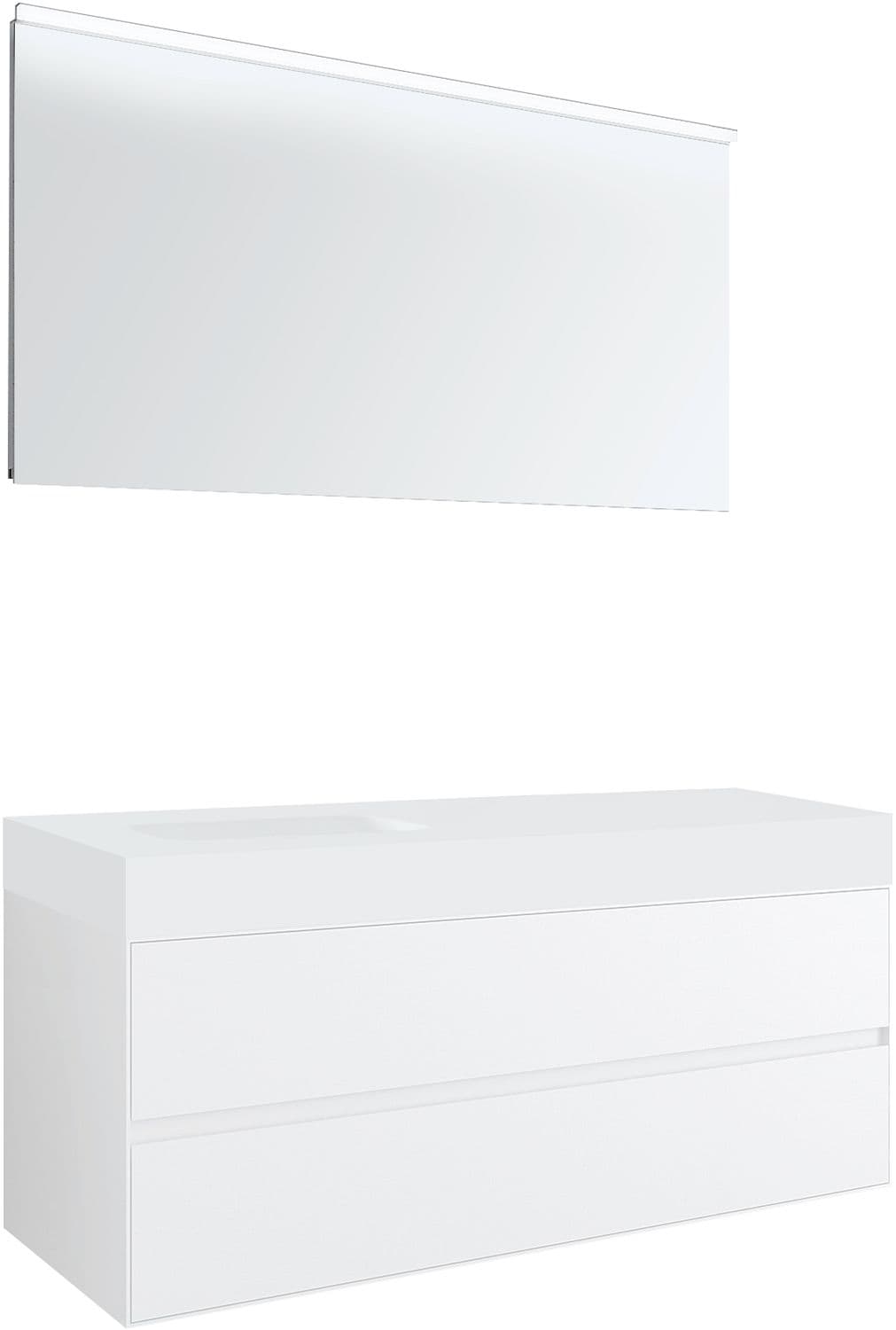 MEUBLE 2 TIROIRS POUR TABLET PURO 1 LAVABO GAUCHE TENSO 140CM BLANC AVEC MIROIR
