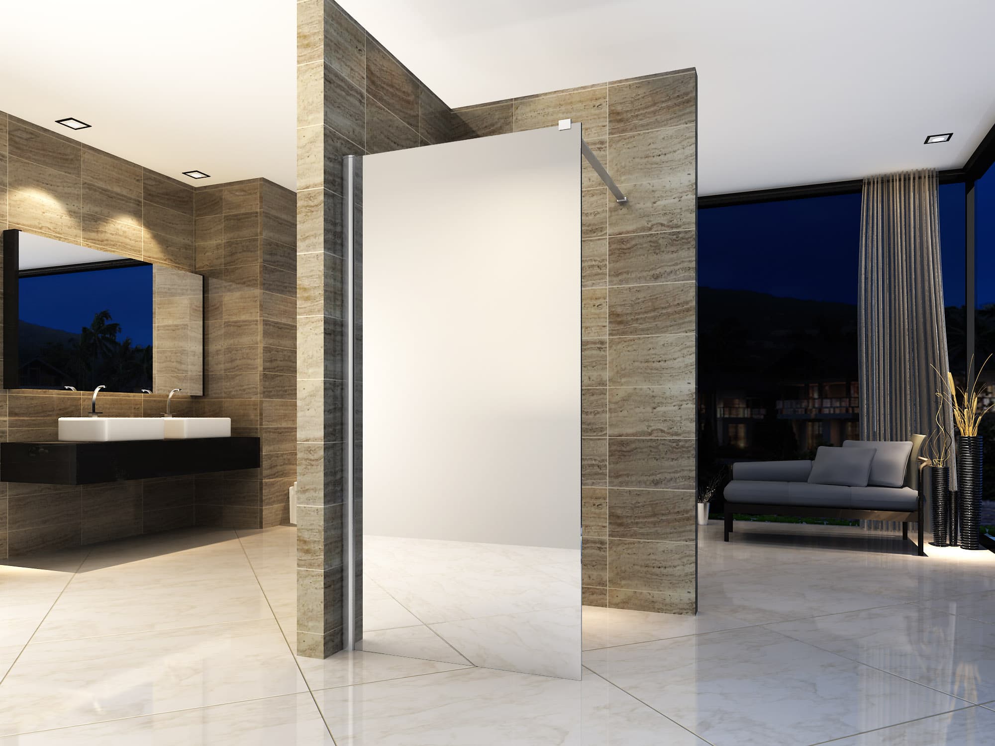 ALONI DOUCHE À L’ITALIENNE - 800X2000MM - CHROME-VERRE MIROIR