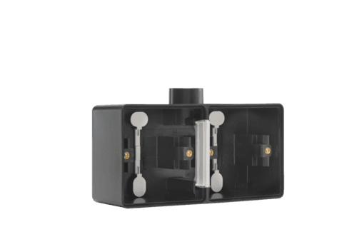 Boîte en saillie double horizontal étanche aux projections d'eau avec une entrée M20 pour deux fonctions, couleur noir
