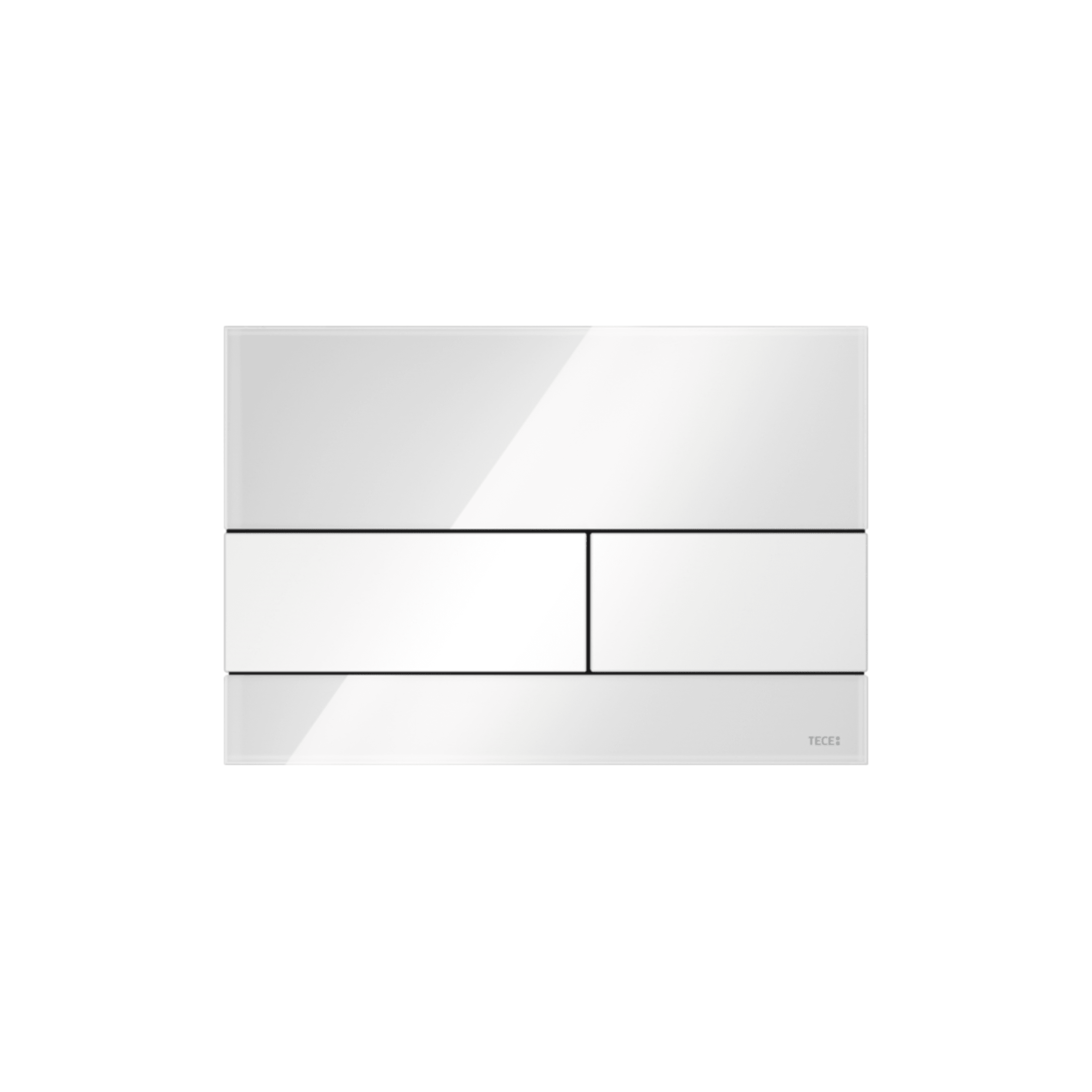 PLAQUE DE DECLENCHEMENT WC TECESQUARE, DOUBLE TOUCHES, VERRE BLANC, TOUCHES BLANCHES