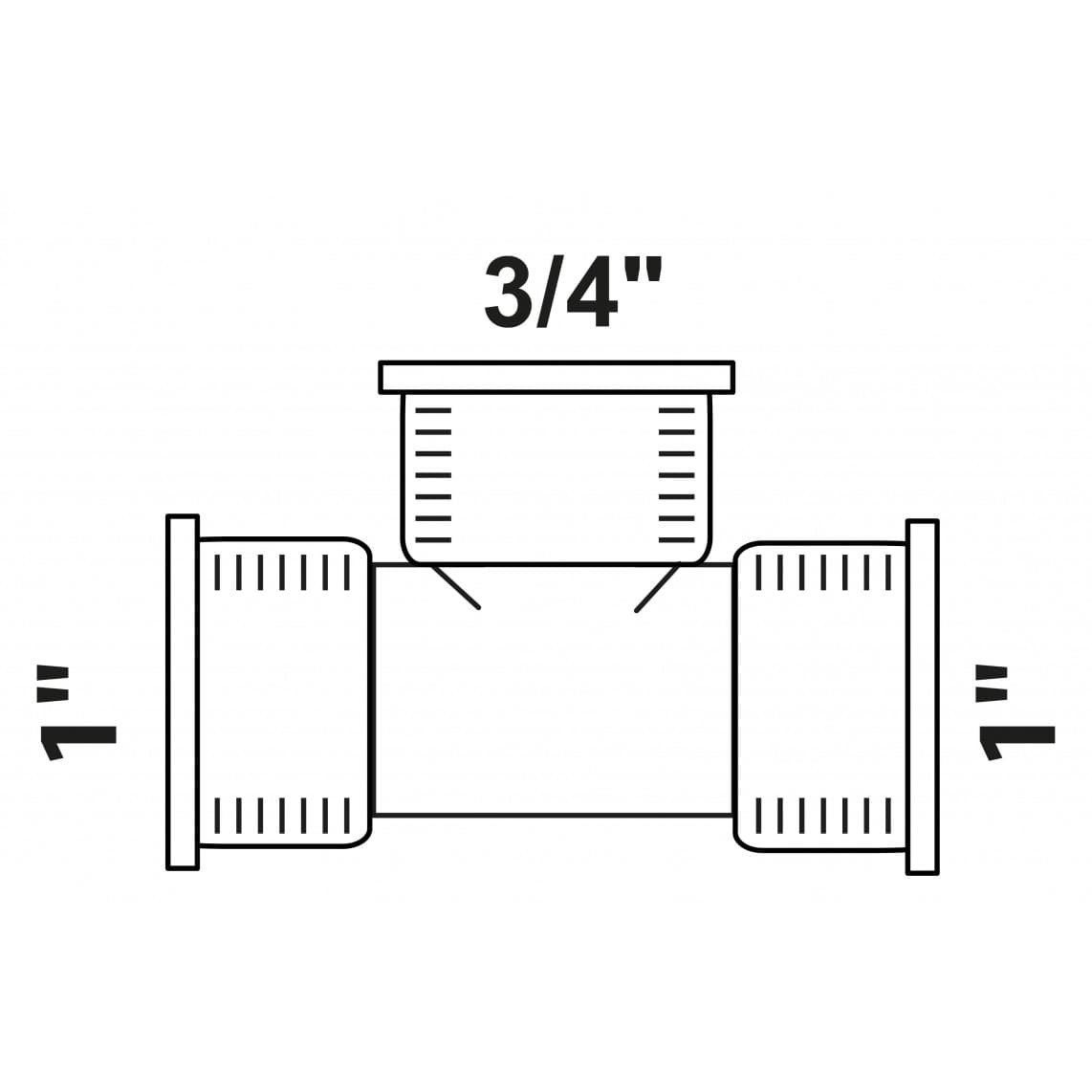 988957755 BR Té de réduction, vierge, 1" F x 3/4" F x 1" F, (3130)