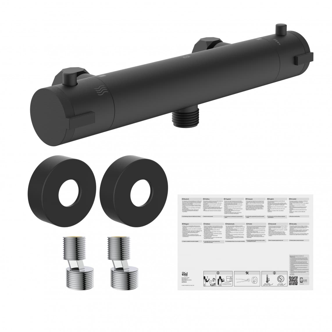 CLT168ACRBL CLAUDIO Mitigeur thermostatique de douche, noir mat