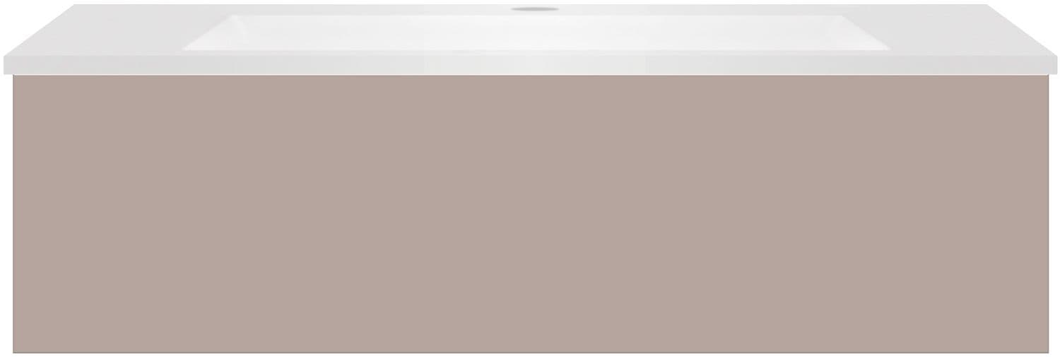 SOUS MEUBLE COFFEE 1 TIROIR 100 GRIS BASALTE MAT+LAVABO EN MARBRE SYNTHETIQUE BLANC