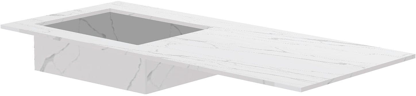 TABLET MARBRE CERAMIQUE PURO LAVABO S GAUCHE L120 H1,2 SANS TROU ROBINET WHITE CALACATTA