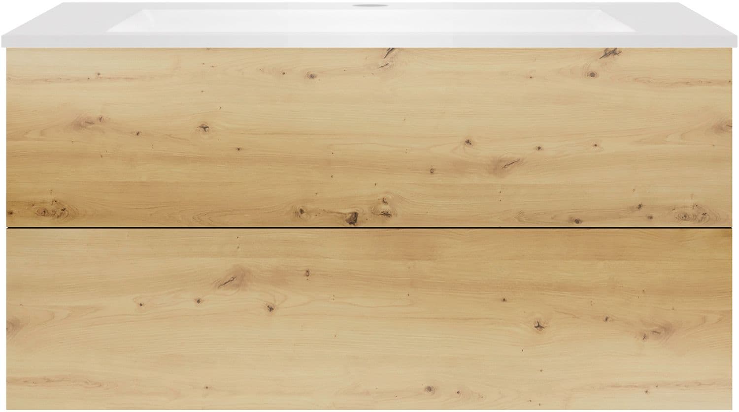 SOUS MEUBLE COFFEE 2 TIROIRS 120 CHENE URBAN+LAVABO EN MARBRE SYNTHETIQUE BLANC MAT