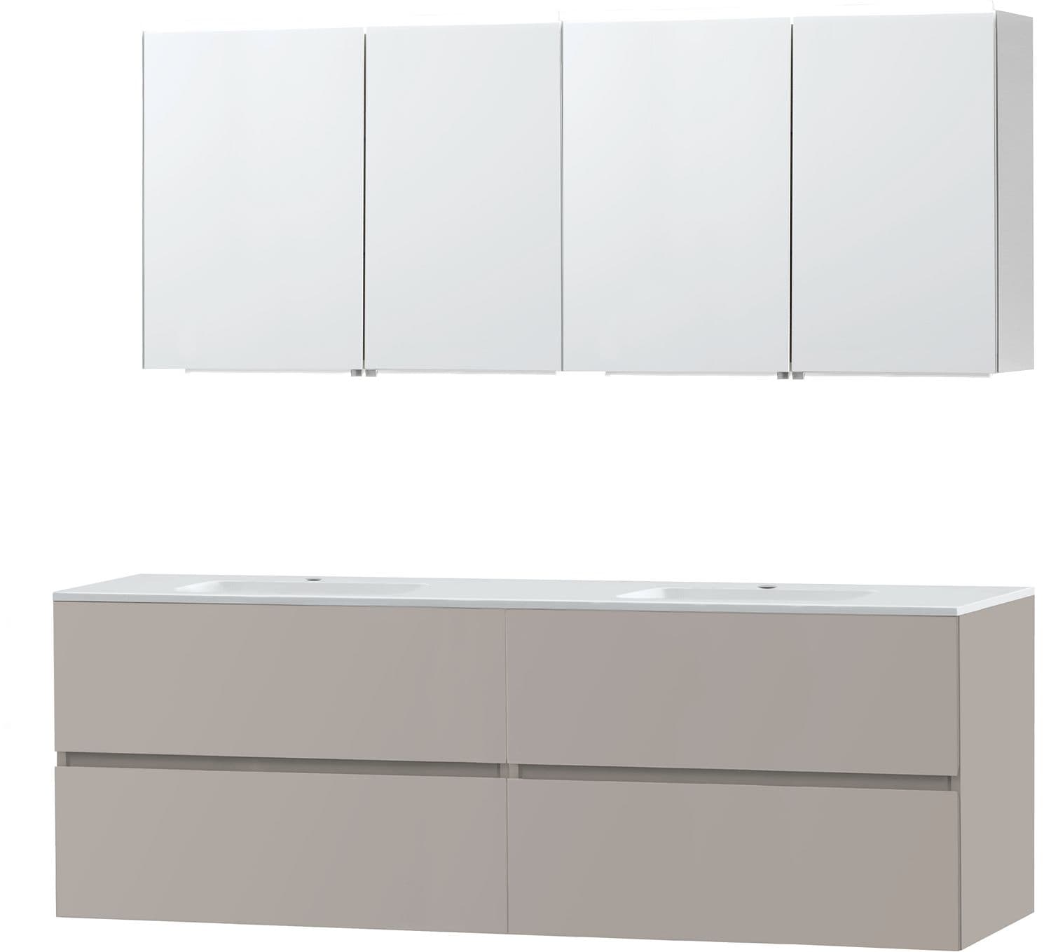 MEUBLE MOLTO POUDRE GRIS 180 2 LAVABO MARBRE SYNTHETIQUE ARMOIRE TOILETTE
