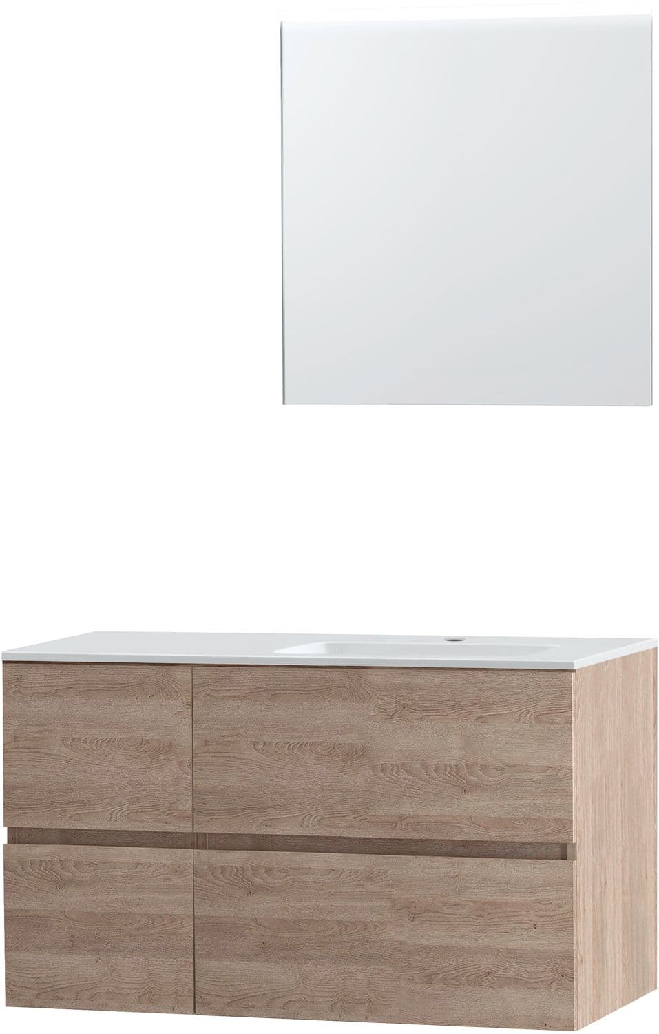 MEUBLE MOLTO CHENE NATUREL 105 DROITE MARBRE SYNTHETIQUE MIROIR