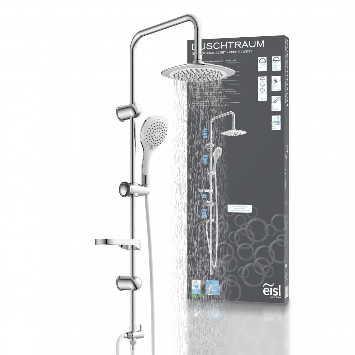 DXLD60087CS DUSCHTRAUM Set douche de pluie, chromé/blanc