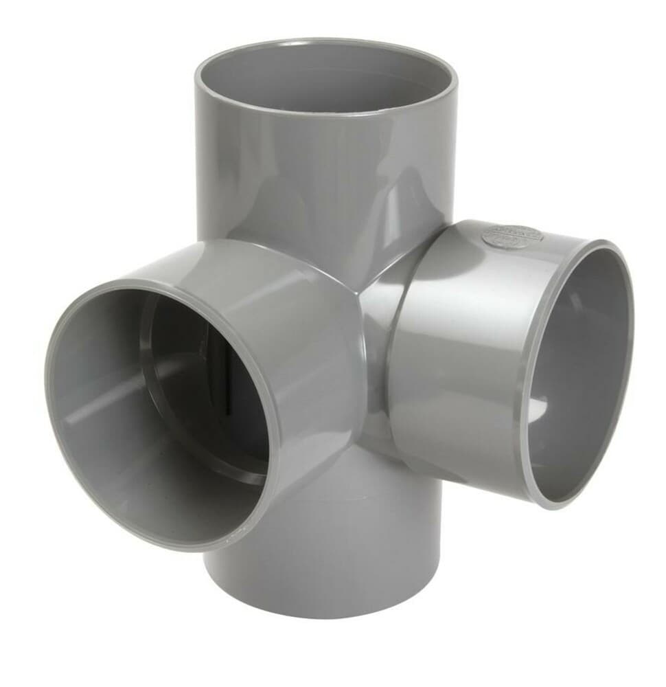Nicoll raccord à coller PVC Té double équerre 87,3° FF D 110 gris
