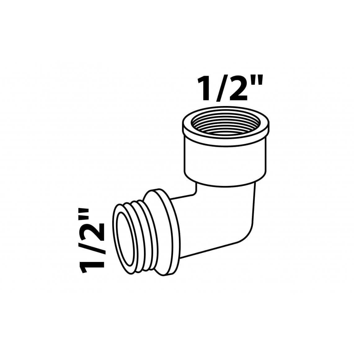 989392355 LT coude 90°, vierge, 1/2" F x 1/2" M