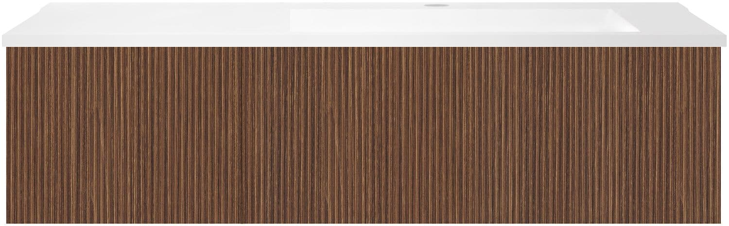 SOUS MEUBLE COFFEE 2 TIROIRS 120 NOYER SMARTLINE+LAVABO DROITE EN MARBRE SYNTHETIQUE BLANC