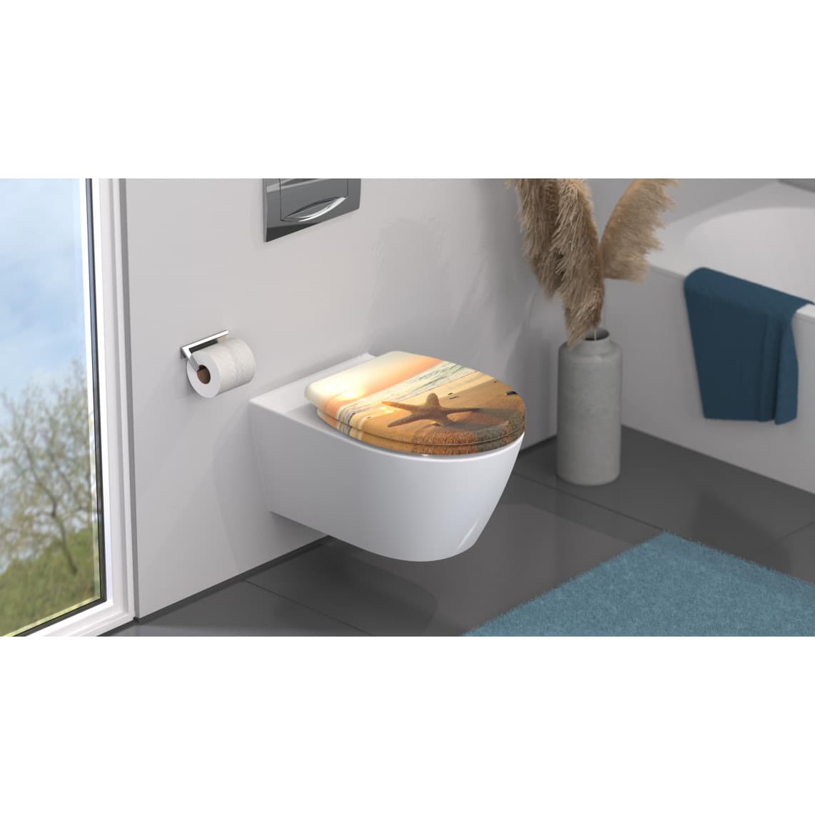 82373 abattant WC en Duroplast SEA STAR, avec frein de chute et déclipsable