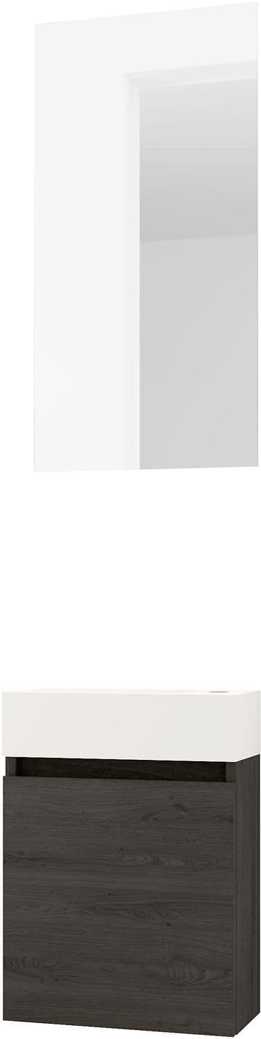LAVE-MAINS FORM MINI PORCELAINE MAT WIT/ 1 PORT/MIROIR CHENE GRAPHIT