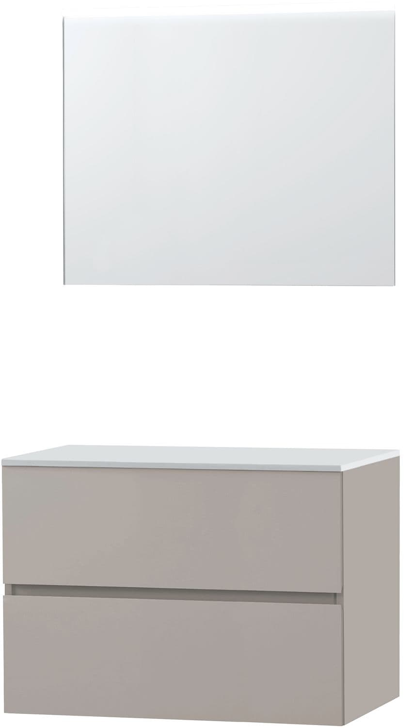 MEUBLE MOLTO POUDRE GRIS 90 POUR LAVABO A POSER SOLID MIROIR