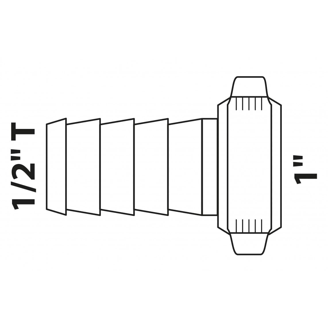 987398013 LT raccord à visser pour flexible, vierge, 1"M x 1/2"T