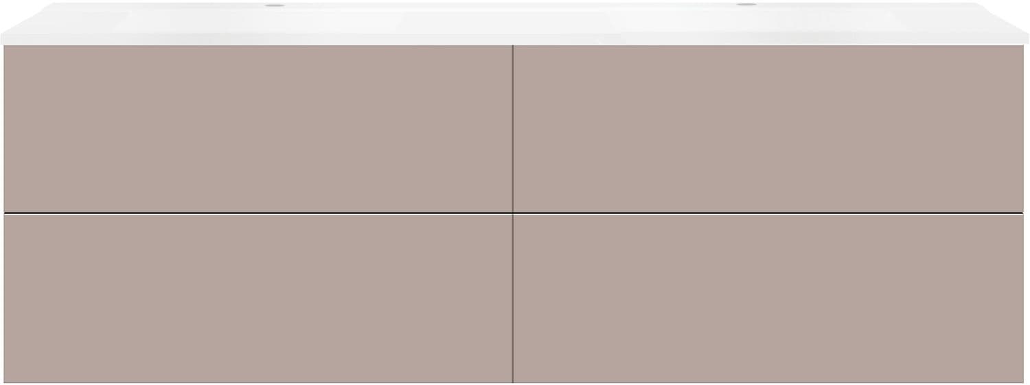 SOUS MEUBLE COFFEE 4 TIROIRS 180 DUO BASALTGRIJS +DOUBLE LAVABO BLANC MAT