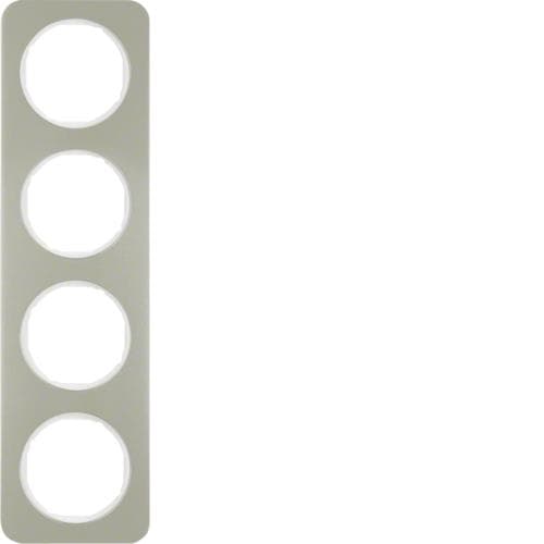 Plaque de recouvrement 4 postes Berker R.1 Inox / Blanc polaire