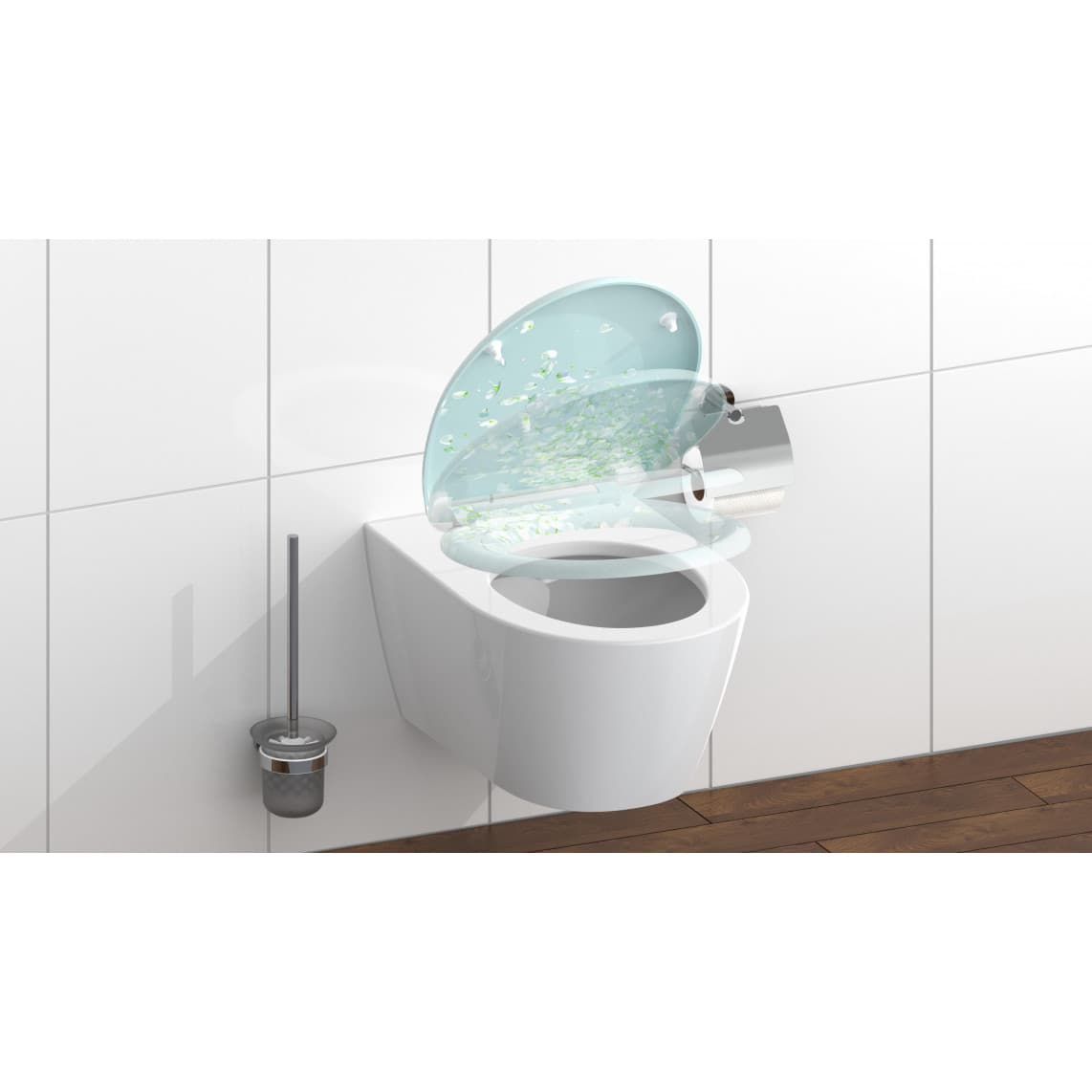 82381 Duroplast Toilet seat FLOWER IN THE WIND, with soft close and quick release