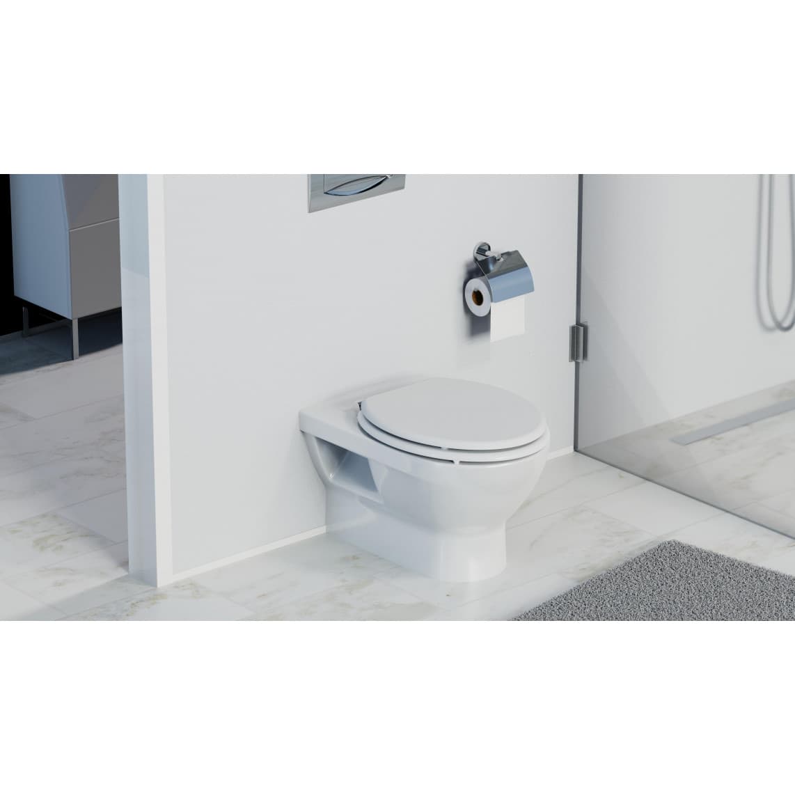 84100 WC-bril met houtkern WHITE, met valrem