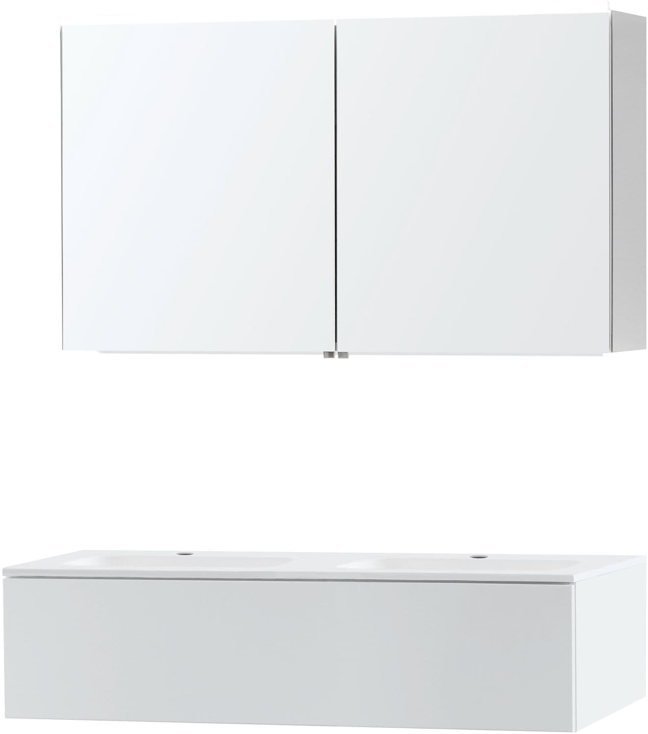 MEUBLE PURO DUO BLANC 120 1 TIROIR MARBRE SYNTHETIQUE ARMOIRE TOILLETTE