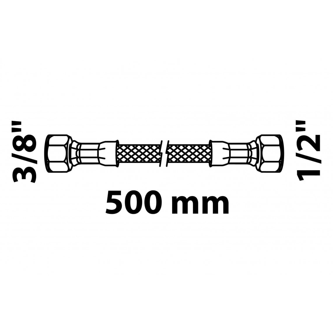 98628038 Tuyau de raccordement flexible 500 mm, 1/2" F x 3/8" F