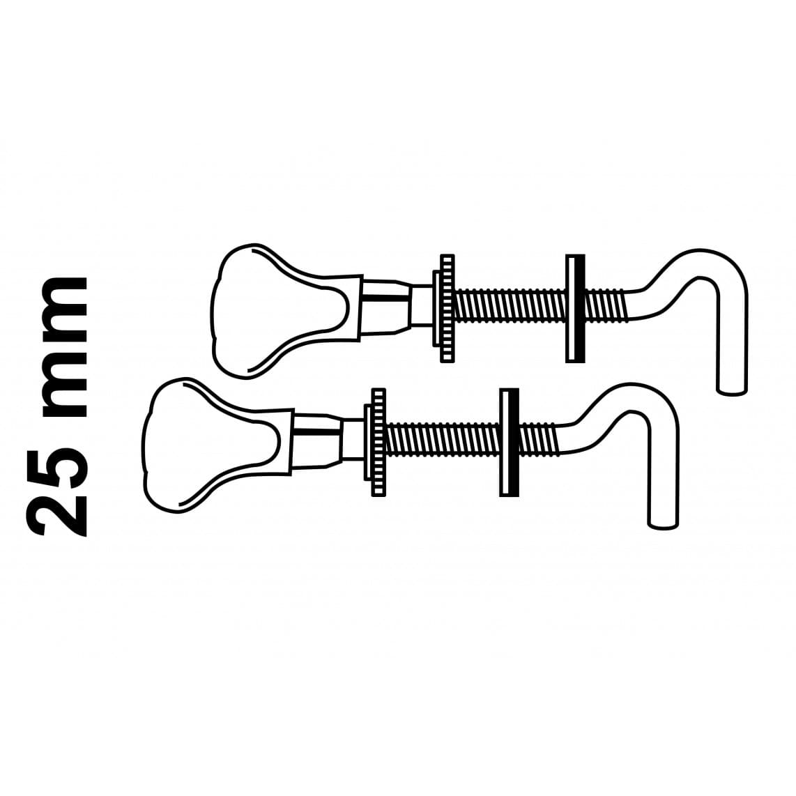988290113 Stainless steel toilet seat fixing, chrome, 25 mm, pairs