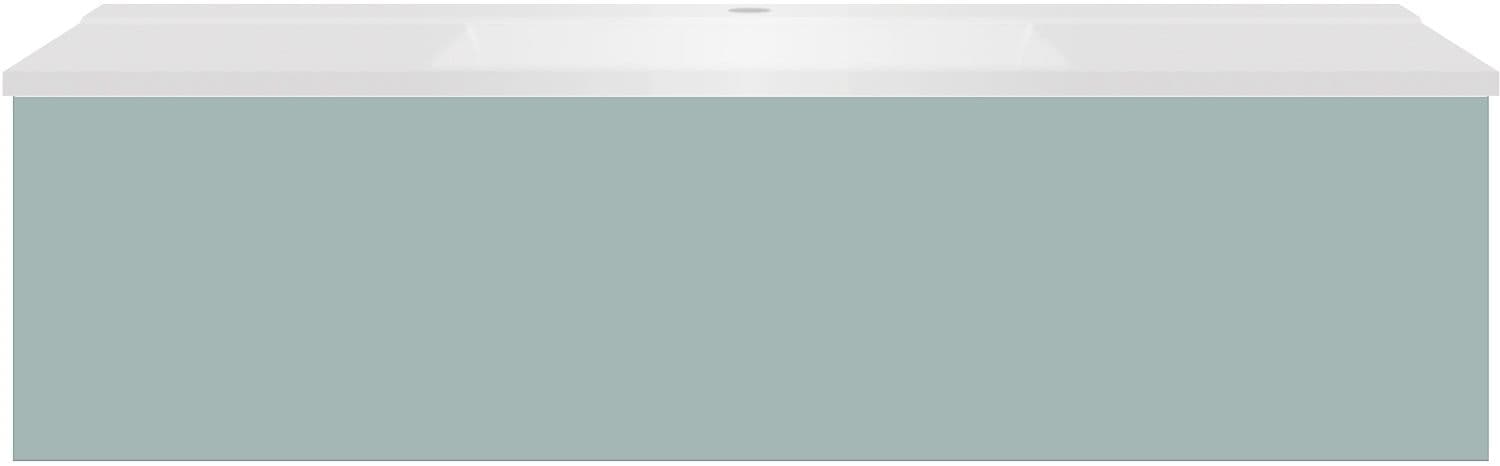 SOUS MEUBLE COFFEE 1 TIROIR 120 BLEU AZUR DOUX MAT+LAVABO BLANC MAT